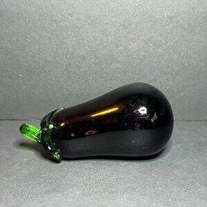 VTG Murano Style Hand Blown Art Glass Decorative Purple Vegetable Eggplant 4"